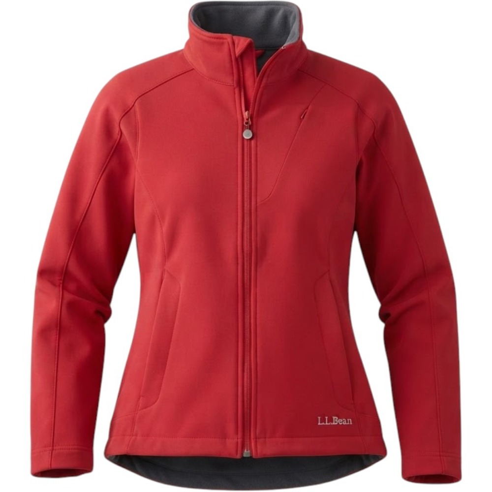 ll bean pathfinder soft shell jacket womens XS red mock neck full zip gorpcore
